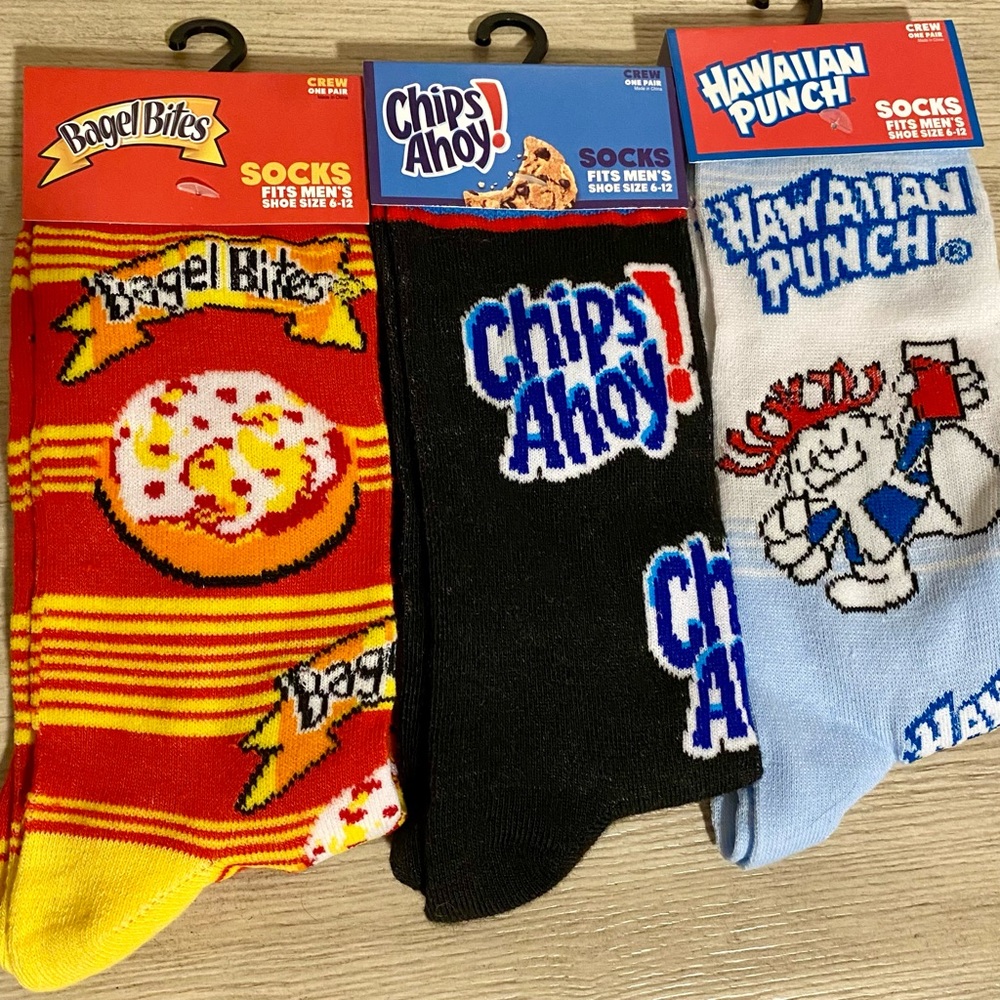 Odd Sox Unisex Novelty Foodie Snacks Pack Your Lunch Socks Set of 3 - NEW